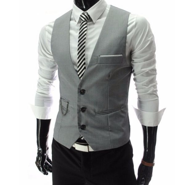

wholesale- blazer vests for men slim fit suit sleeveless business waistcoat gilet homme casual colete masculino terno chaleco vestir hombre, Black;white