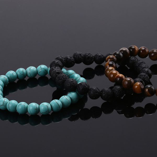 

wholesale fashion design jewelry lava chakra healing balance beads bracelet for men women reiki prayer yoga bracelet stones, Black