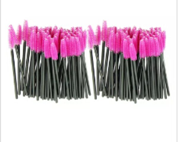 

attractive 100pcs/lot make up brush pink synthetic fiber one-off disposable eyelash brush mascara applicator wand brush je24 i