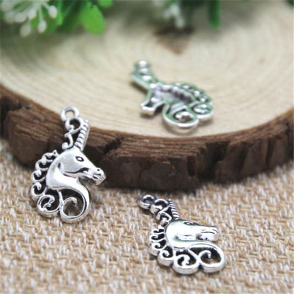 

20шт-Единорог прелести, античный Тибетский Серебряный Единорог подвески подвески