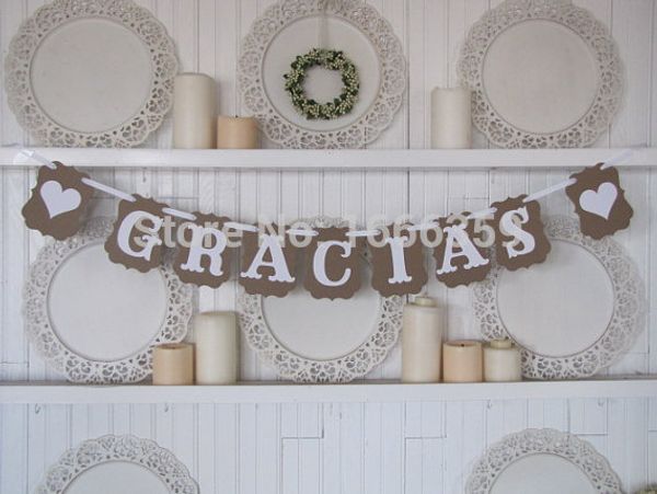 

wholesale- 1 x retro gracias banner spainish thank you flag wedding p props garland decoration party supplies