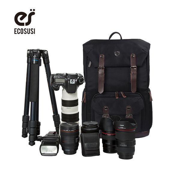 

wholesale- 2016 men's backpack for camera p canvas&leather camera bag digital slr lap17" backpack for pjournalists enthusiasts
