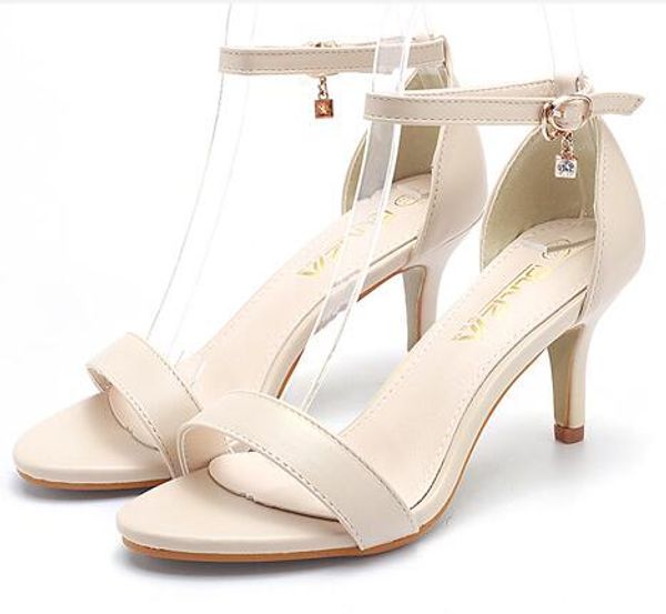 Sandali con tacco alto da donna T-Stage Ballo classico con tacco 7 cm Sandali con punta aperta con fibbia Sandali con tacco a spillo sexy Scarpe da sposa per feste Calzature 34-40