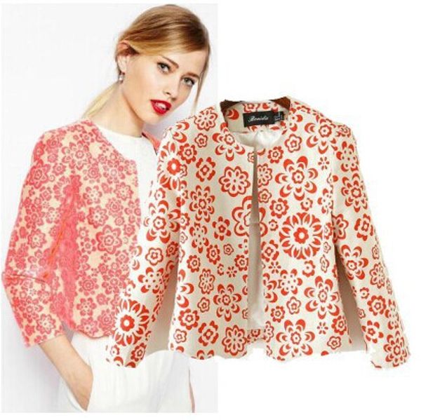 

осень новый лен с принтом малый костюм костюм пальто волнистый край женские топы короткий абзац, Black;brown