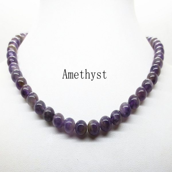 

natural stone necklace round beads agate crystal semi precious stone pendant necklace jewelry for women & menfashion christmas, Silver