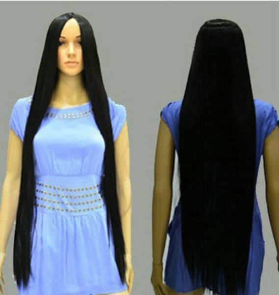 

gt;>charming black 39inch extra long straight cosplay wig ae258, Black;brown