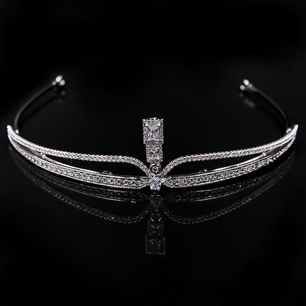 

3a zircon diamond-studded crown headband environmental copper jewels hairband bling wedding bridal hair accessories s13102, Silver