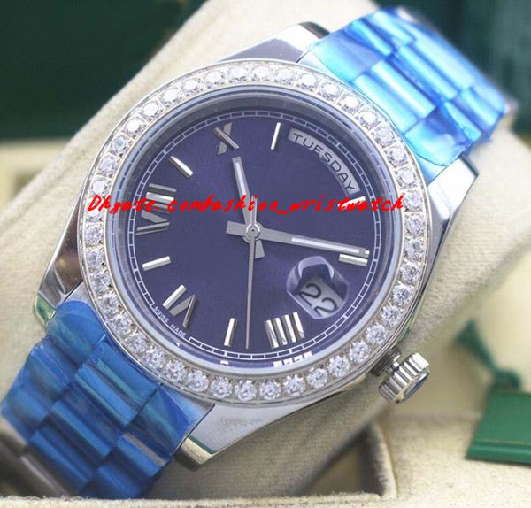 

Luxury Watches Roman Diamond Bezel Watch Blue Dial Chest 41mm Automatic Fashion Brand Mens Watch Wristwatch