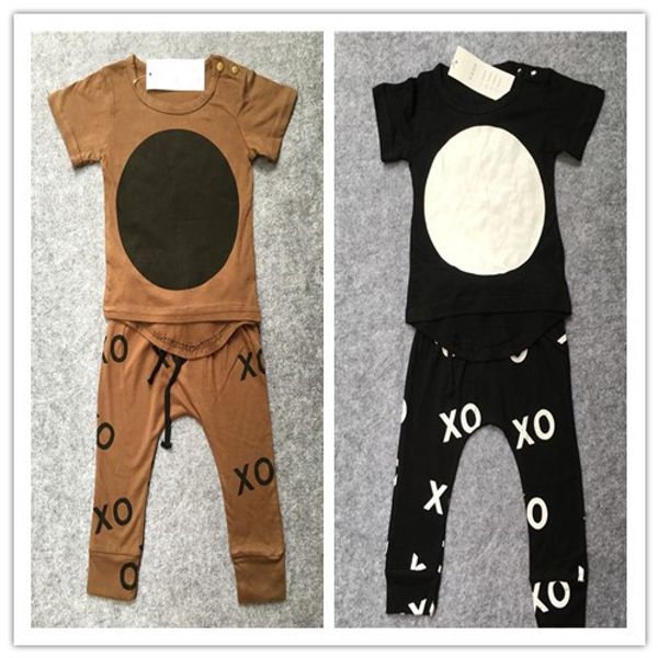 

wholesale- 2017 new kis clothes casual baby boy clothes short sleeve t shirt + pants 2pcs baby clothing set newborn clothes infant 2 colour, White