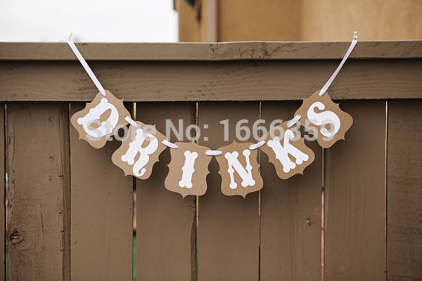 

wholesale- 1 x handmade drinks flag wedding banner p props party decoration prop