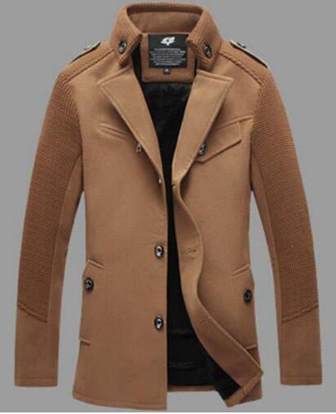 

новый мужская осень / зима в европе и воспитать нравственность личность однобортной ткани траншея пальто / m-4xl, Black