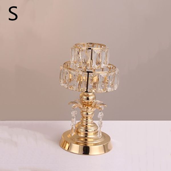 Novo peculiar de metal castiçal de ouro com cristais candelabro de casamento delicado decoração de casa castiçais 3 tamanho
