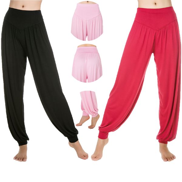 2017 novas mulheres yoga harem pants casuais calças de dança de cintura alta clube de dança perna larga solto longo bloomers calças plus size
