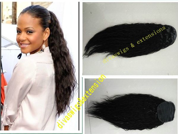 nuova acconciatura estensioni della coda di cavallo dei capelli umani per le donne nere, 1b onda sciolta capelli vergini brasiliani umani code di cavallo con coulisse afro