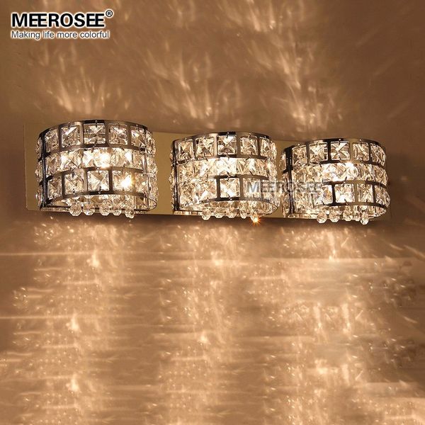 

fast shippment luxurious crystal wall lamp chrome aisle hallway wall sconces bedroom bathroom light lustre 3 lights md81633