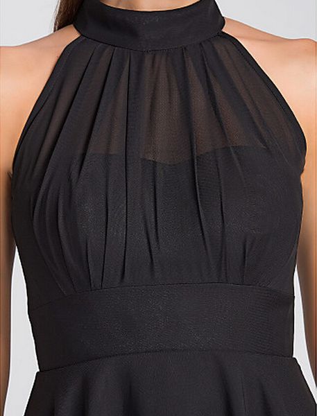 Neue Ankunft Elegantes Neckholder-Abendkleid aus schwarzem Chiffon Hi-Lo-Partykleider Kleider Cocktail-Abschlusskleid der 8. Klasse Cu260I