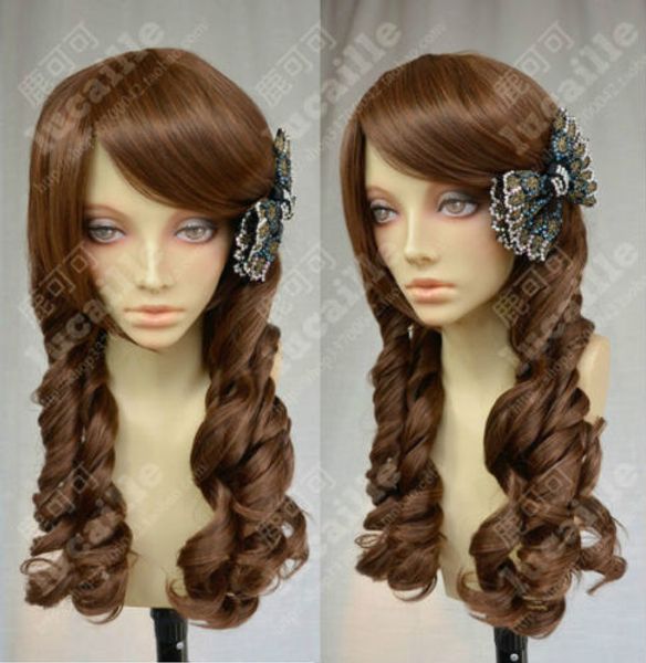 

european brown thick volumes rome lolita cosplay wig ing, Black