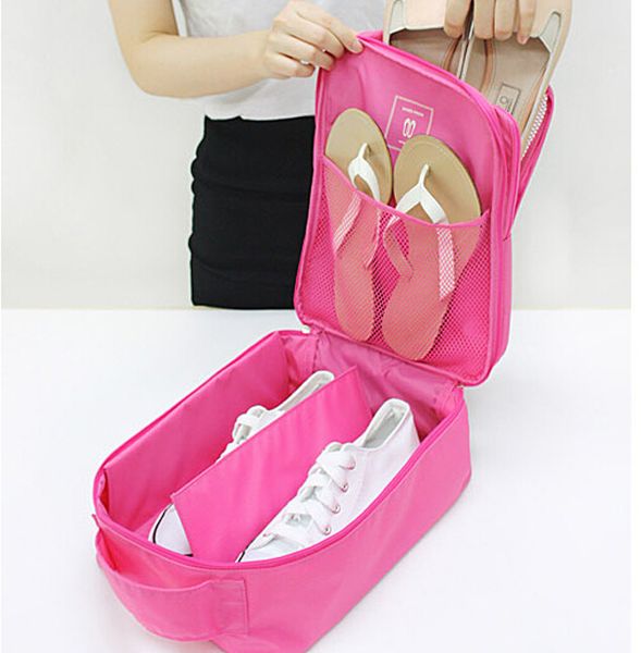 

travel portable shoes pouches waterproof footwear storage bag handbags, Blue;pink