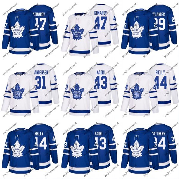 

Toronto Maple Leafs Jersey 43 Nazem Kadri 29 William Nylander 44 Morgan Rielly 47 Leo Komarov Custom Hockey Jerseys White Blue S-3XL