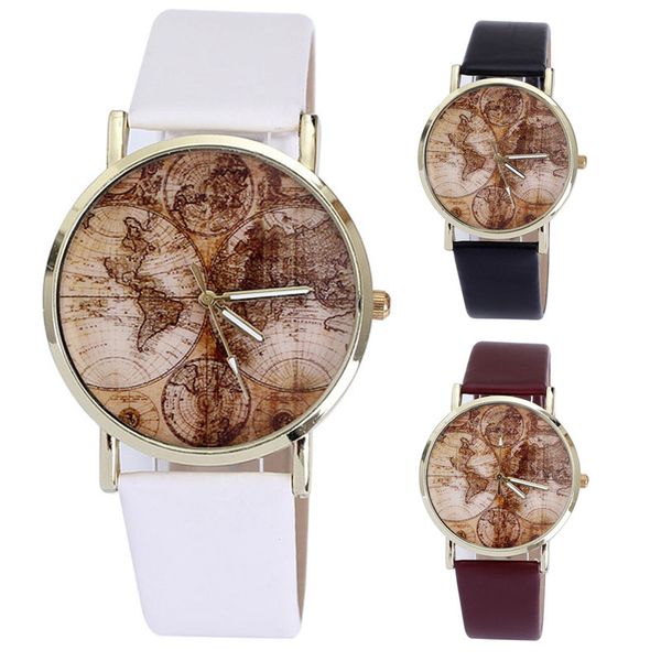

world map male watch pu leather alloy man watch stainless steel band analog quartz business wrist watch, Slivery;brown