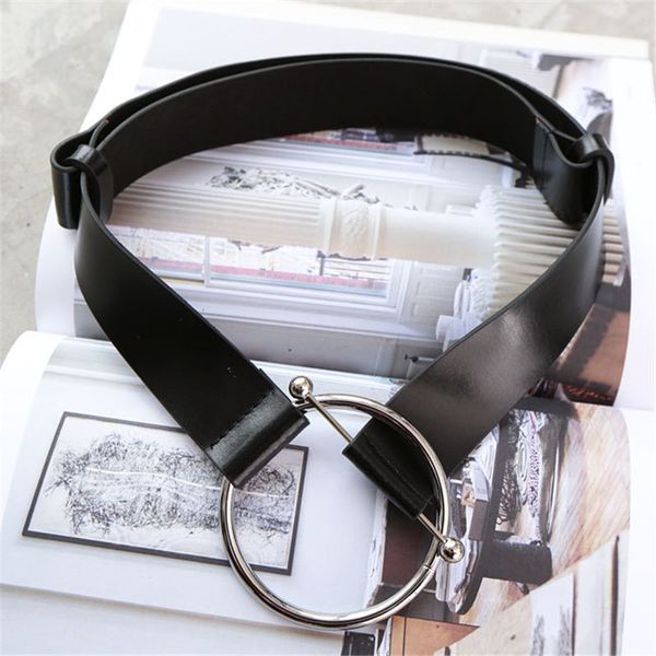 

wholesale- simple needle metal buckle women belts european street fashion adjustable leather strap brief ring female belts 63258, Black;brown