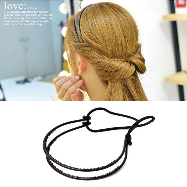 

stylish double layer adjustable head hair hoop elastic hair rope hair band #r806, Black;brown