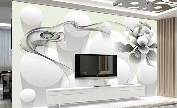 

p any size modern simple beauty black and white smoke flowers 3d tv backdrop wall