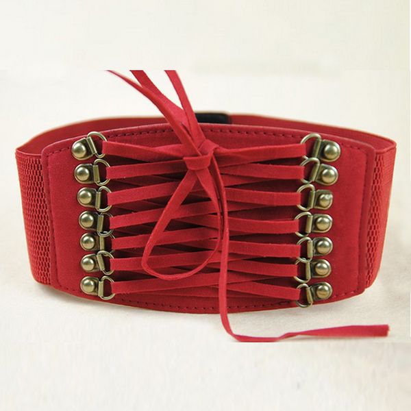 

wholesale- new vintage fashion style women trench velvet retro rivet tassel wide strap elegance belt waist female accessories, Black;brown