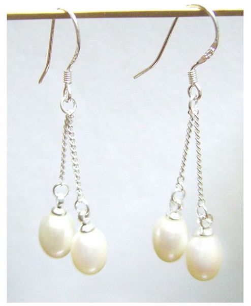 

10pairs/lot white fashion dangle chandelier pearl earrings silver hook for diy jewelry gift craft c020 ship