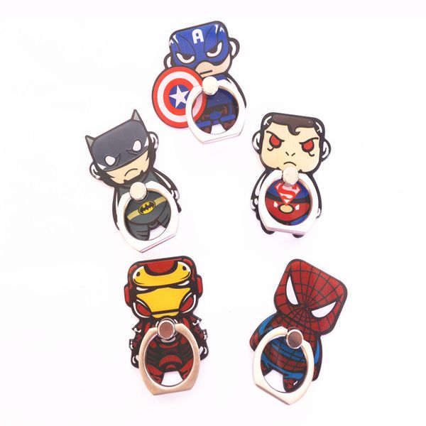 

Universal 360 Degree Cute Super Hero Superman Spiderman Finger Ring Holder Phone Stand For iPhone 7 6s Samsung For Mobile Phones