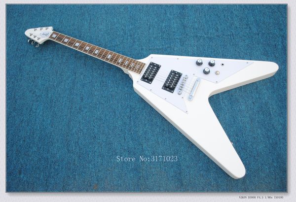 

Mu ical in trument white flying v electric guitar from china hipping