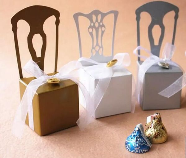100 Stück Stuhl-Hochzeitsparty-Babypartybevorzugungs-Geschenkband-Papier-Süßigkeitsschachteln
