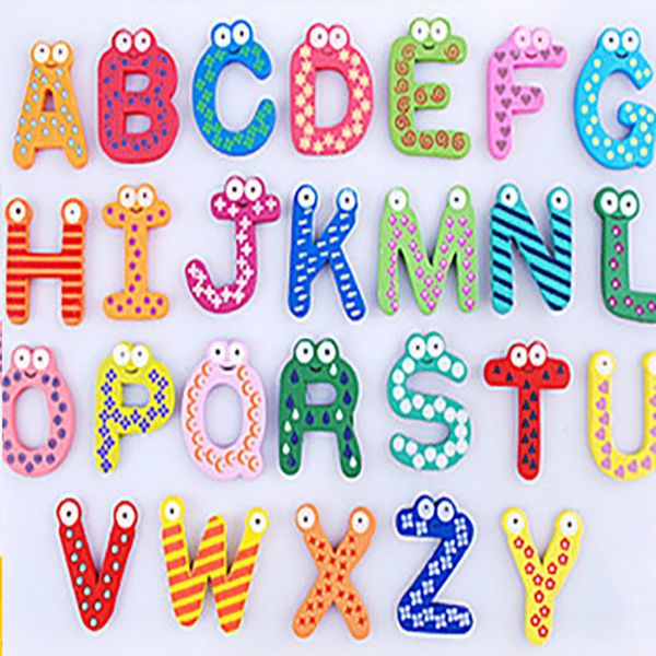 

words fridge magnets 26pcs/set children kids wooden cartoon alphabet education learning toys crafts home decorations gifts hh-f02