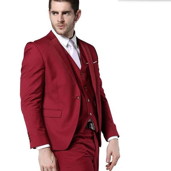 

red men suits latest coat and pant design groom suits tuxedos custom made lapel one button wedding suits(jacket+vest+pants), White;black
