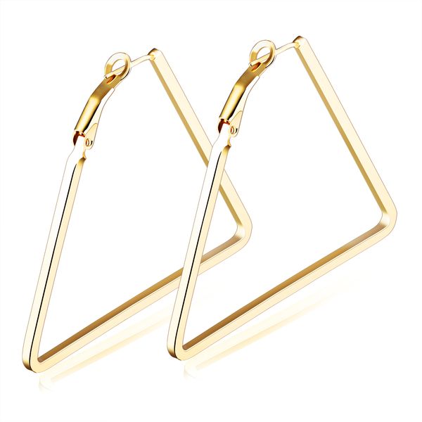 

New Arrival Fashion 18K Yellow Gold Plated Triangle Earrings with Clip-Back 40mm-60mm Width Perfect Gift
