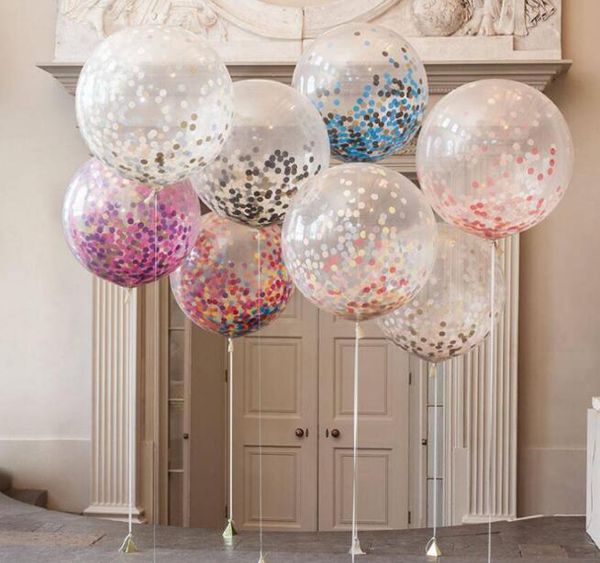 Creative 36 Inch Colorful Confetti Balloon Clear Balloon Wedding Decoration Festival Birthday Party Birthday Party Theme Decorations Birthday Party