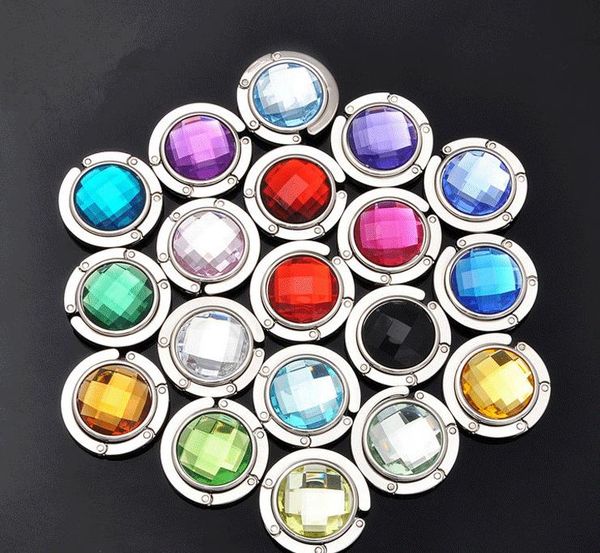 

portable folding rhinestone metal crystal alloy purse handbag bag hanger hook holder fashion 14 colors, Black
