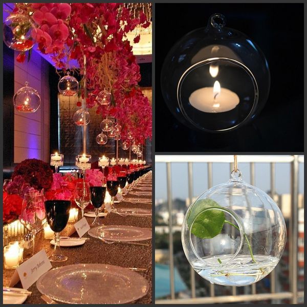 best selling 100PCS box Tea Light Holder Glass Air Plant Terrariums,Hanging Glass Orb Candle Holder For Wedding Candlestick Garden Decor Home Decor