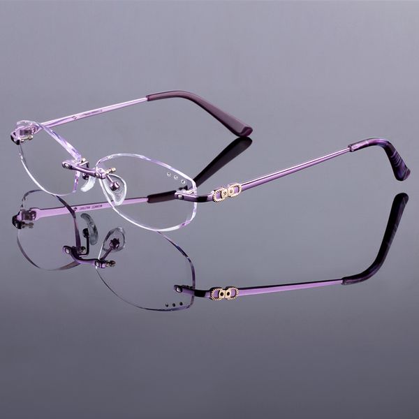 

wholesale- voguish eyeglasses women brand prescription glasses rimless frame optical eyeglasses fashion glasses oculos de grau myopia frame, Silver