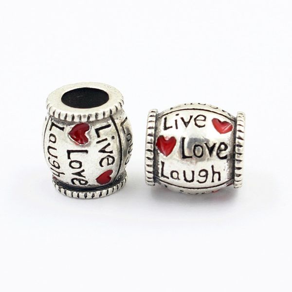 

Live Love Laugh 925 Silver Red Heart Candy Shape Charm bead Ball Fit Europe Pandora Bracelet Necklace Authentic Accessories