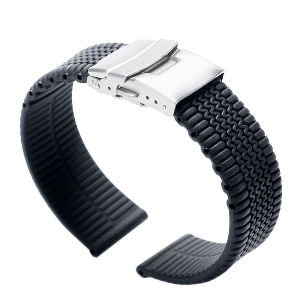 

wholesale-black stripe 20mm/22mm/24mm silicone watch strap band with 2 spring bars for smart sport watches, Black;brown