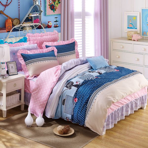 

wholesale- 100%cotton beautiful bedding set wholesale supply twin full  king girls like pillowcase duvet cover bed skirt