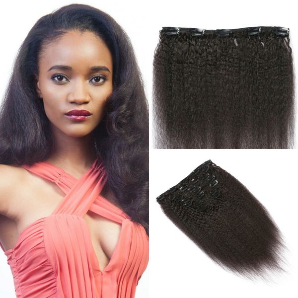 Clip In Hair Extensions Virgin Mongolian Kinky Straight Clip On