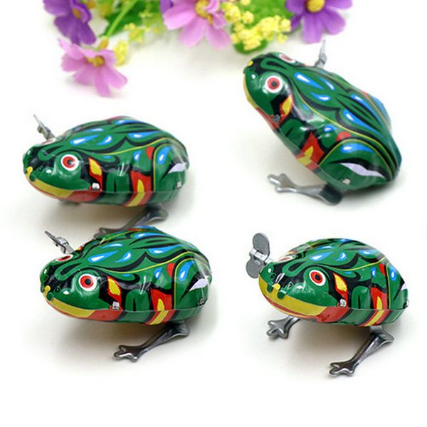 

retail 10pcs Kids Classic Tin Wind Up Clockwork Toys Jumping Frog Vintage Toy For Children Boys Educational Creative gifts nostalgia Novelty