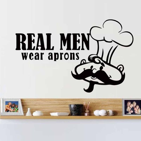 New Design Chef With Moustache Funny Kitchen Decor Vinyl Wall