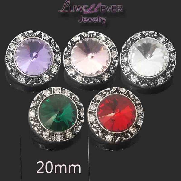 

high qualit 094 18mm 20mm rhinestone metal button for snap button bracelet necklace jewelry for women silver jewelry