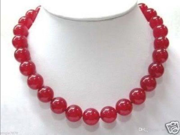

12mm red ruby round beads gemstone necklace, Silver