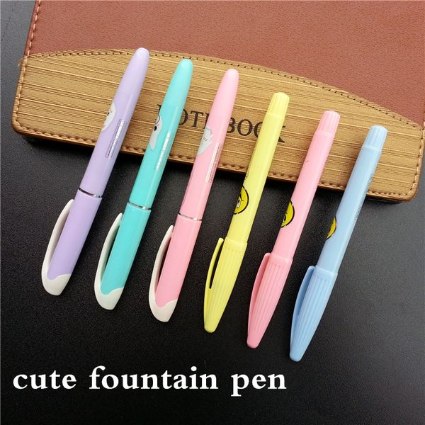 

wholesale- wen ni candy color student fountain pen cute cartoon plastic 0.5 ink pen 2 style & more colors can choose ing
