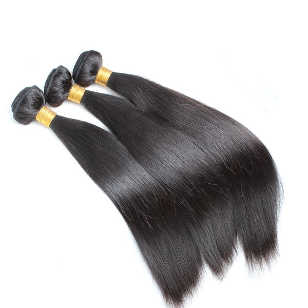 3pcs Greatremy® / lot peruana Virgin Cabelo trama Weave reta de seda Pacotes extensões do cabelo humano Dyeable Cor Natural