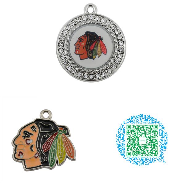 

wholesale- 10pcs trendy enamel chicago blackhawks team logo hockey charms, Bronze;silver